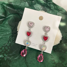 Load image into Gallery viewer, MENGJIQIAO New Korean Shiny Heart Crystal Drop Earrings For Women Fashion Shell Rhinestone Boucle D'oreille Party Jeweley Gift
