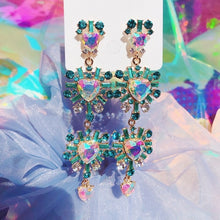 Load image into Gallery viewer, MENGJIQIAO New Korean Shiny Heart Crystal Drop Earrings For Women Fashion Shell Rhinestone Boucle D'oreille Party Jeweley Gift

