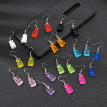 Load image into Gallery viewer, originality statement minimalist dangle earring jelly Polychromatic Bear drop earrings fashion minimalist stud earings for women

