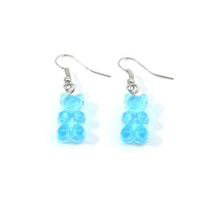 Load image into Gallery viewer, originality statement minimalist dangle earring jelly Polychromatic Bear drop earrings fashion minimalist stud earings for women

