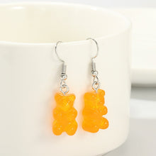 Load image into Gallery viewer, originality statement minimalist dangle earring jelly Polychromatic Bear drop earrings fashion minimalist stud earings for women

