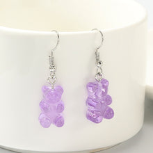 Load image into Gallery viewer, originality statement minimalist dangle earring jelly Polychromatic Bear drop earrings fashion minimalist stud earings for women
