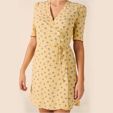 Load image into Gallery viewer, Yuan version of rayon rouje the same 2020 summer new French retro Little Floral Dress V-neck Chiffon
