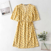 Load image into Gallery viewer, Yuan version of rayon rouje the same 2020 summer new French retro Little Floral Dress V-neck Chiffon
