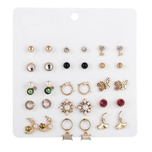 Load image into Gallery viewer, 2020 New Statement Mixed Crystal Rhinestone Pearl Stud Earrings For Women Trendy Resin Flower Heart Shape Wedding Earrings Gift
