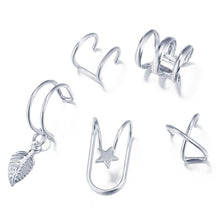 Load image into Gallery viewer, VAGZEB 5pcs/set 2020 Fashion Gold Color Ear Cuffs Leaf Clip Earrings for Women Climbers No Piercing Fake Cartilage Earring
