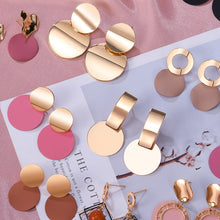 Load image into Gallery viewer, POXAM New Korean Statement Round Earrings For Women Geometric Gold Shell Fluff Dangle Drop Earrings Brincos 2020 Fashion Jewelry

