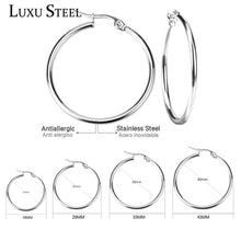 Load image into Gallery viewer, LUXUSTEEL 1Pair Stainless Steel Ear Hoop Earrings Circle aretes Mujer Round Gold Earring Fashion Lead Nickel Free Jewelry Brinco
