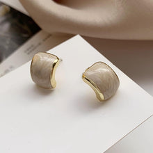 Load image into Gallery viewer, HUANZHI 2019 White Geometric Round Square Irregular Hollow Pearlescent Starry Sky Calla Lily Enamel Earrings for Women Girls
