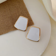 Load image into Gallery viewer, HUANZHI 2019 White Geometric Round Square Irregular Hollow Pearlescent Starry Sky Calla Lily Enamel Earrings for Women Girls
