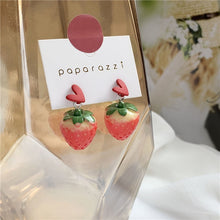 Load image into Gallery viewer, AOMU 2020 New Japan Korean Cherry Fruit Shaped Drop Earrings For Women Sweet Girls Cute Brincos Line Pendientes Jewelry Gifts
