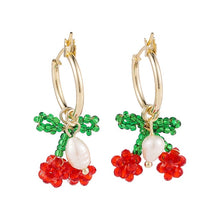Load image into Gallery viewer, AOMU 2020 New Japan Korean Cherry Fruit Shaped Drop Earrings For Women Sweet Girls Cute Brincos Line Pendientes Jewelry Gifts
