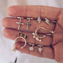 Load image into Gallery viewer, 28 Style Punk Gold Color Bird Snake Star Cross Cactus Earrings Set for Women Crystal Geometric Studs Earrings Statement Jewelry
