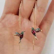 Load image into Gallery viewer, 1 Pair Unique Long Drop Earrings Bird Pendant Tassel Crystal Pendant Earrings Ladies Jewelry Design 2 Colors Hummingbird Earring

