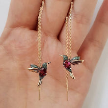Load image into Gallery viewer, 1 Pair Unique Long Drop Earrings Bird Pendant Tassel Crystal Pendant Earrings Ladies Jewelry Design 2 Colors Hummingbird Earring

