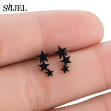 Load image into Gallery viewer, SMJEL Stainless Steel Earrings Geometric Women Men Hip hop Black Star Moon Stud Earring Fashion Jewelry Best Gift for Friend
