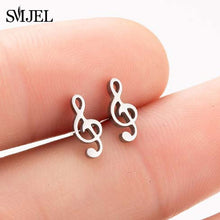 Load image into Gallery viewer, SMJEL Stainless Steel Earrings Geometric Women Men Hip hop Black Star Moon Stud Earring Fashion Jewelry Best Gift for Friend
