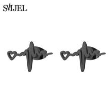 Load image into Gallery viewer, SMJEL Stainless Steel Earrings Geometric Women Men Hip hop Black Star Moon Stud Earring Fashion Jewelry Best Gift for Friend
