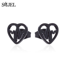 Load image into Gallery viewer, SMJEL Stainless Steel Earrings Geometric Women Men Hip hop Black Star Moon Stud Earring Fashion Jewelry Best Gift for Friend
