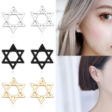 Load image into Gallery viewer, Hollow Six-pointed Star Earrings Titanium Steel Men Women Earrings Electroplated Earrings Jewerly Birthday Gifts
