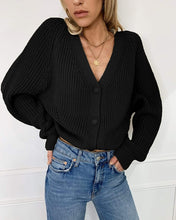 Load image into Gallery viewer, Cardigan  Sweaters Tops Women  2020 Autumn New Knit Loose Casual Solid Color V-neck Lantern Sleeves bat Sleeves  Button Jacket
