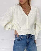 Load image into Gallery viewer, Cardigan  Sweaters Tops Women  2020 Autumn New Knit Loose Casual Solid Color V-neck Lantern Sleeves bat Sleeves  Button Jacket
