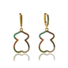 Load image into Gallery viewer, 1 pcs INS New rainbow zircon earrings for women dropping Hoop earrings crystal butterfly heart shell Bohemia jewelry gifts
