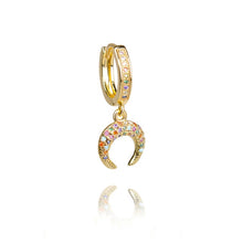 Load image into Gallery viewer, 1 pcs INS New rainbow zircon earrings for women dropping Hoop earrings crystal butterfly heart shell Bohemia jewelry gifts

