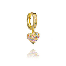 Load image into Gallery viewer, 1 pcs INS New rainbow zircon earrings for women dropping Hoop earrings crystal butterfly heart shell Bohemia jewelry gifts
