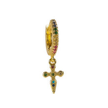 Load image into Gallery viewer, 1 pcs INS New rainbow zircon earrings for women dropping Hoop earrings crystal butterfly heart shell Bohemia jewelry gifts
