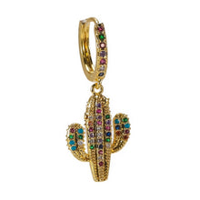 Load image into Gallery viewer, 1 pcs INS New rainbow zircon earrings for women dropping Hoop earrings crystal butterfly heart shell Bohemia jewelry gifts
