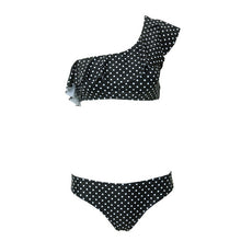 Load image into Gallery viewer, One Shoulder Bikini Tanga 2020 Two Piece Seperate Swimwear Swimsuit Women Dot Print Ruffle Bikini Set Bandeau Swim Suit
