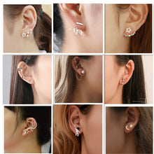 Load image into Gallery viewer, Korean Rhinestone Earrings Jewelry Crown Geometric Round Stud Earrings For Women Simple Bar Flower Earing Ear Climber Girls
