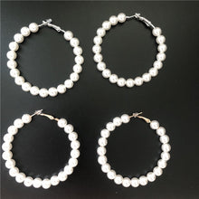 Load image into Gallery viewer, 2019 new Trendy Elegant Created Big Simulated Pearl Earrings String Statement Dangle Statement Multiple Pearls CircleEarrings
