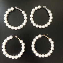 Load image into Gallery viewer, 2019 new Trendy Elegant Created Big Simulated Pearl Earrings String Statement Dangle Statement Multiple Pearls CircleEarrings

