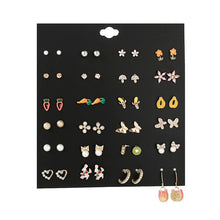 Load image into Gallery viewer, 2020 New Statement Mixed Crystal Rhinestone Pearl Stud Earrings For Women Trendy Resin Flower Heart Shape Wedding Earrings Gift

