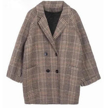 Load image into Gallery viewer, Vangull New Chic Plaid Woolen Women Jacket Thick Office Lady Pockets Work Coat Ladies Loose Double Breasted Outerwear Tops
