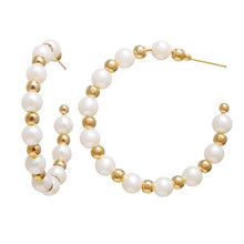 Load image into Gallery viewer, 17KM Punk Minimalist Chain Copper Hoop Earring for Women Elegant Circle Pearl Earrings Simple Round Brincos Jewelry Pendientes
