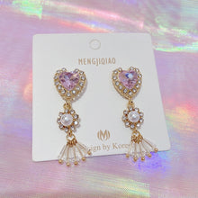 Load image into Gallery viewer, MENGJIQIAO New Korean Shiny Heart Crystal Drop Earrings For Women Fashion Shell Rhinestone Boucle D'oreille Party Jeweley Gift

