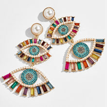 Load image into Gallery viewer, Miwens Bauble Bar Newest Crystal Palms Dangle Earrings For Women Watermelon Filet Statement Earrings Evil Eye Maxi Ear Jewelry
