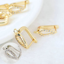 Load image into Gallery viewer, 4PCS 11x12MM 24K Gold Color Brass with Zircon Earring Clasp Stud Earring High Quality DIY Jewelry Making Findings Accessories
