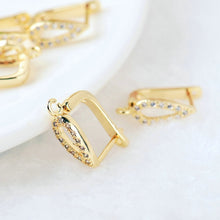 Load image into Gallery viewer, 4PCS 11x12MM 24K Gold Color Brass with Zircon Earring Clasp Stud Earring High Quality DIY Jewelry Making Findings Accessories

