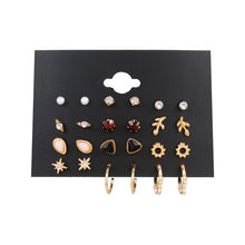 Load image into Gallery viewer, EN 12 Pairs Flower Women'S Earrings Set Pearl Crystal Stud Earrings Boho Geometric Tassel Earrings For Women 2020 Jewelry Gift
