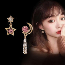 Load image into Gallery viewer, New Asymmetrical Star Moon Earrings Women Fashion Korean Temperament Earring Long Personality Ear Jewelry Exquisite Earrings
